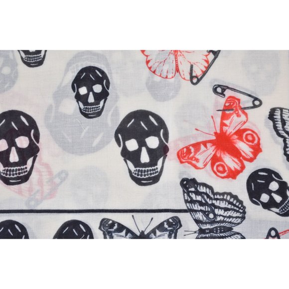 Alexander McQueen Wool Modal Butterfly Skull Scarf - Picture 5 of 9